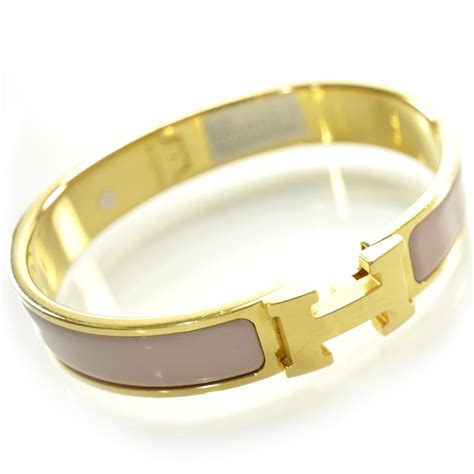 hermes pink clic clac yellow gold fashionphile|Hermes enamel h bracelet size.